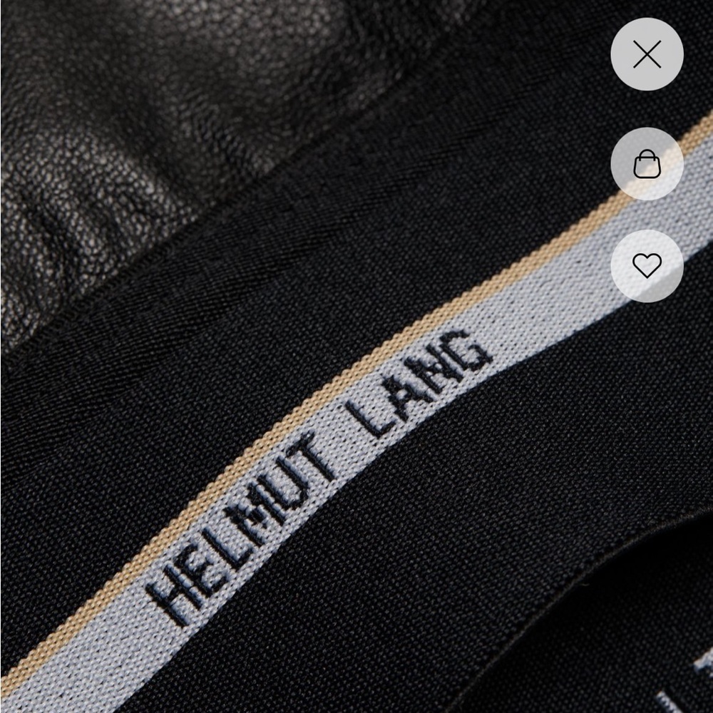 Helmut Lang Black Crop Top Logo Band Faux Leather Cotton Spandex - Picture 7 of 12